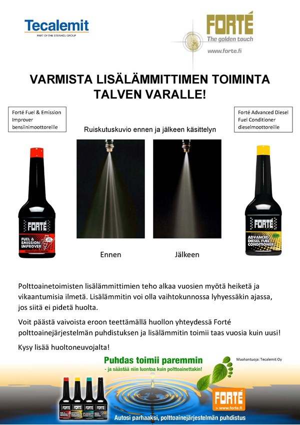 Forte lisälämmittimen puhdistus info